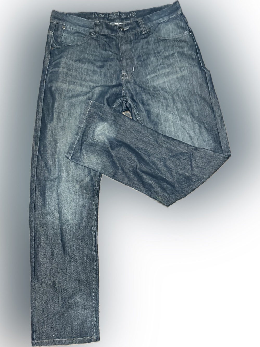 PD & C Men's Faded Blue Straight Jeans | Sz 34 x 32